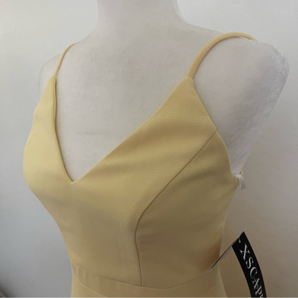 🌸 NWT - XSCAPE Lemon Yellow Slit Wrap Sleeveless Dress Size 2 - Picture 6 of 8
